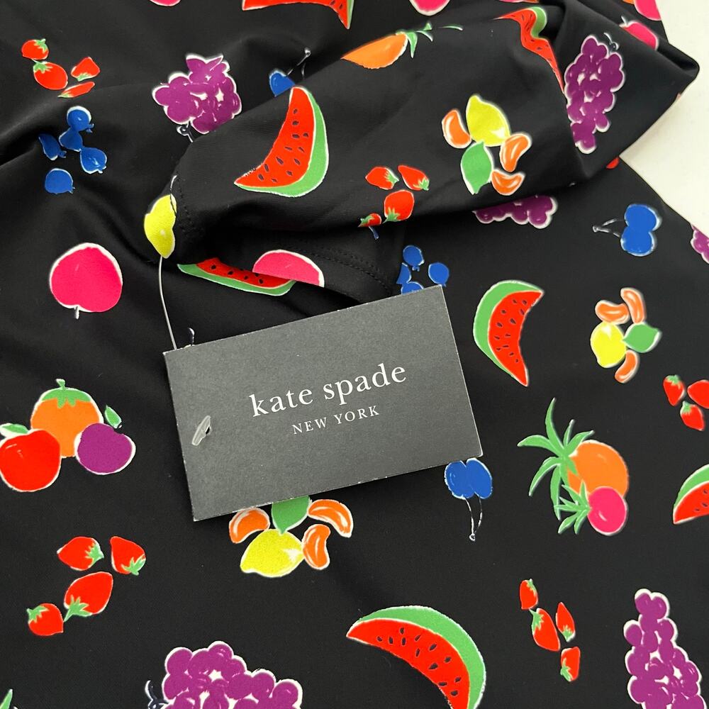 Kate Spade Long Sleeve Rashguard Fruit Print One-Piece Swimsuit Medium NEW - Picture 7 of 10